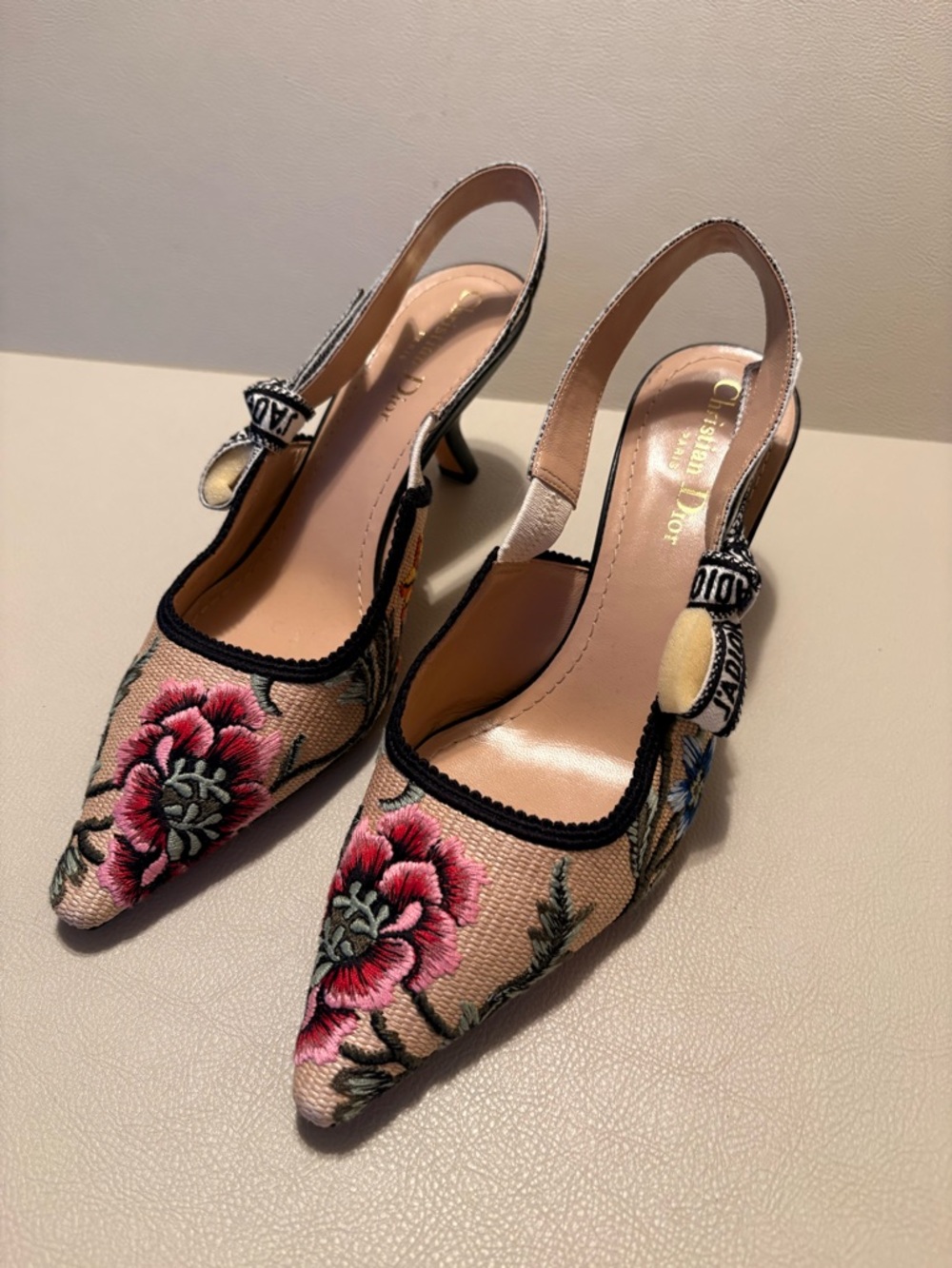 Christian Dior J’Adior Embroidered Slingback Pumps – Floral – Size 38 - Picture 2 of 11